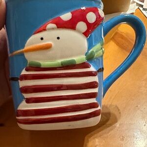 Festive Snowman Mug - Blue and Red